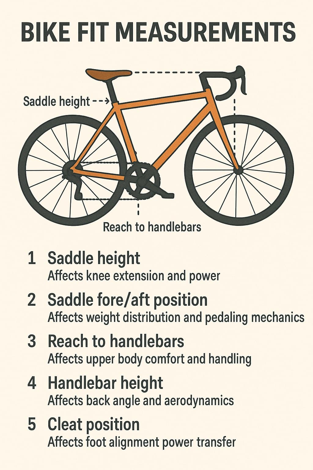 Bike fit measurements diagram