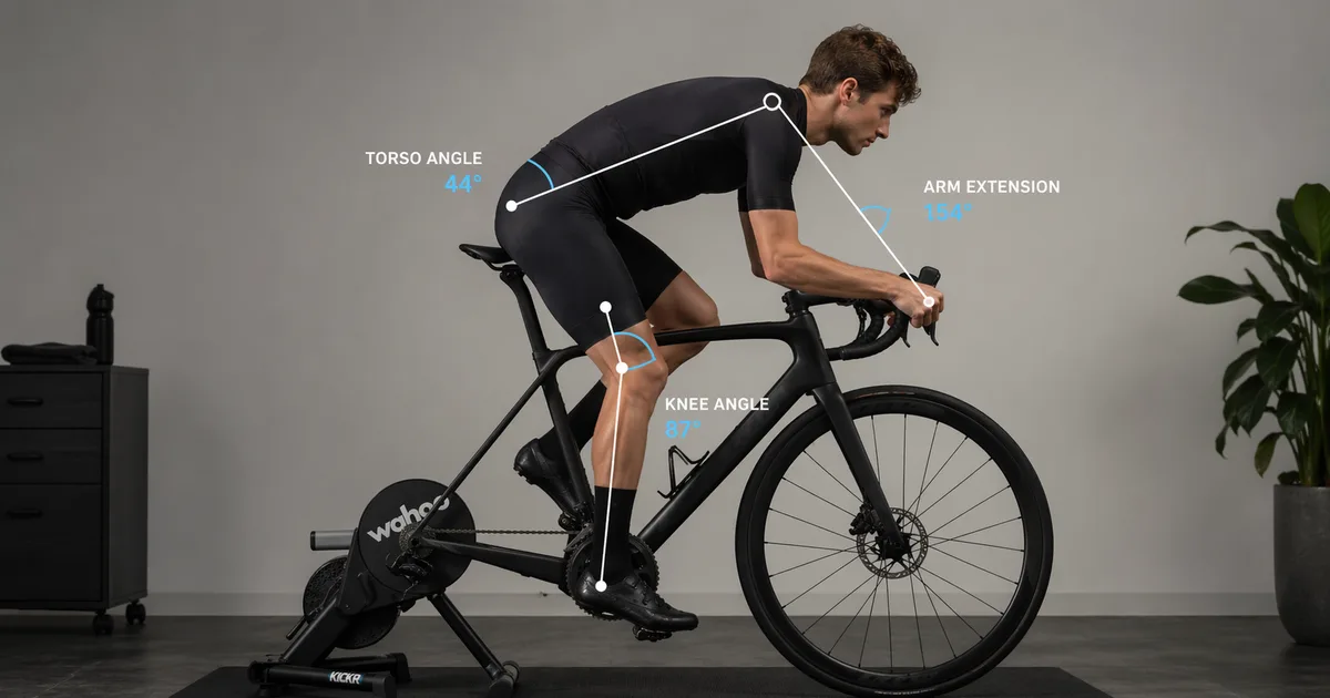 Cyclist in proper aerodynamic position on a road bike