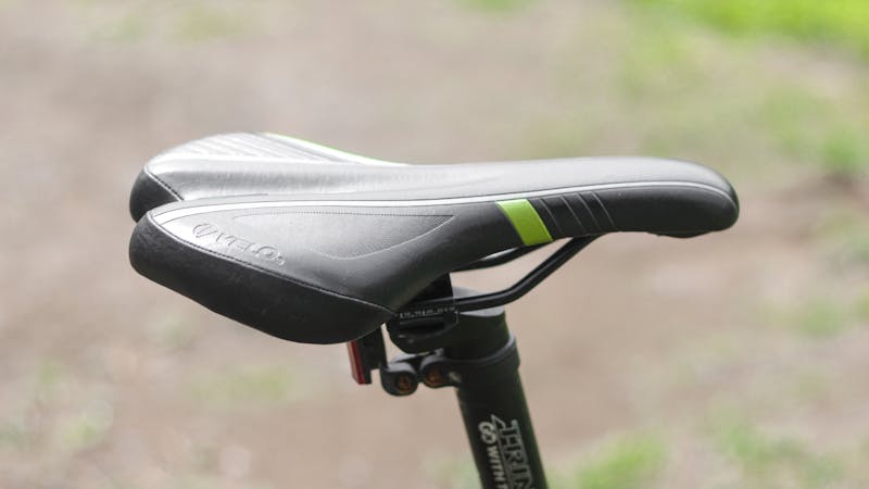 Close-up of a bicycle saddle showing ergonomic design